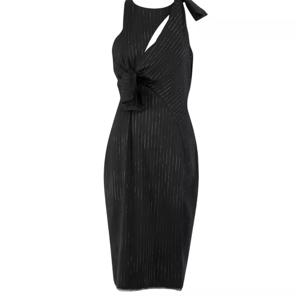 Authentic Versace Runway Pinstripe Cutout Side Slit Asymmetrical Dress - Picture 10 of 11